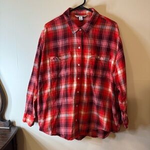 Old Navy Red and White Button Down Shirt